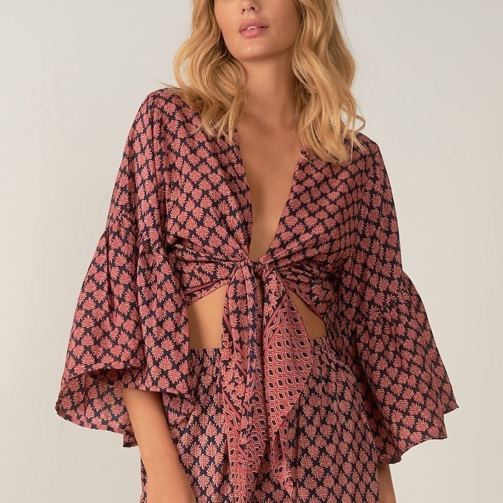 Elan Boho Tie Front Top